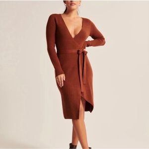 Rust Orange Abercrombie & Fitch Wrap Sweater Dress- NWT